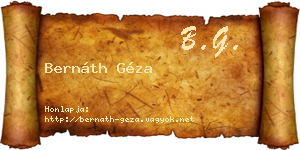 Bernáth Géza névjegykártya