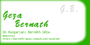 geza bernath business card