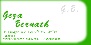 geza bernath business card